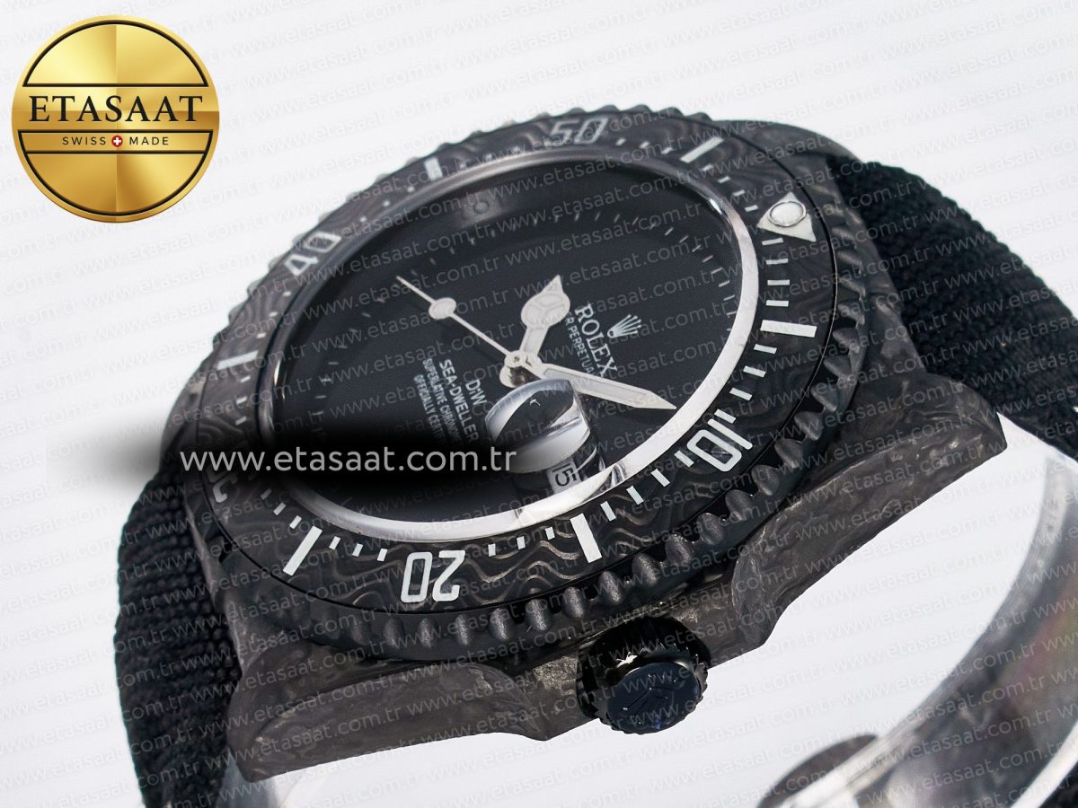 Rolex Sea Dweller 43mm Carbon DIWF Best Edition Black Dial on Black Nylon Strap A2824 - Görsel 6