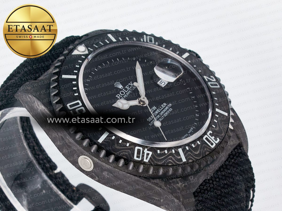 Rolex Sea Dweller 43mm Carbon DIWF Best Edition Black Dial on Black Nylon Strap A2824 - Görsel 7