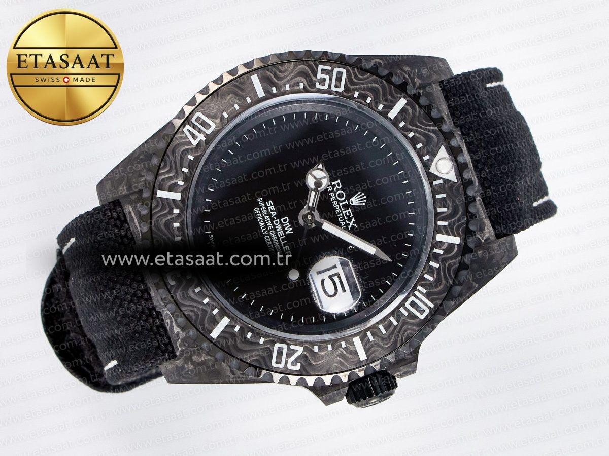 Rolex Sea Dweller 43mm Carbon DIWF Best Edition Black Dial on Black Nylon Strap A2824 - Görsel 8