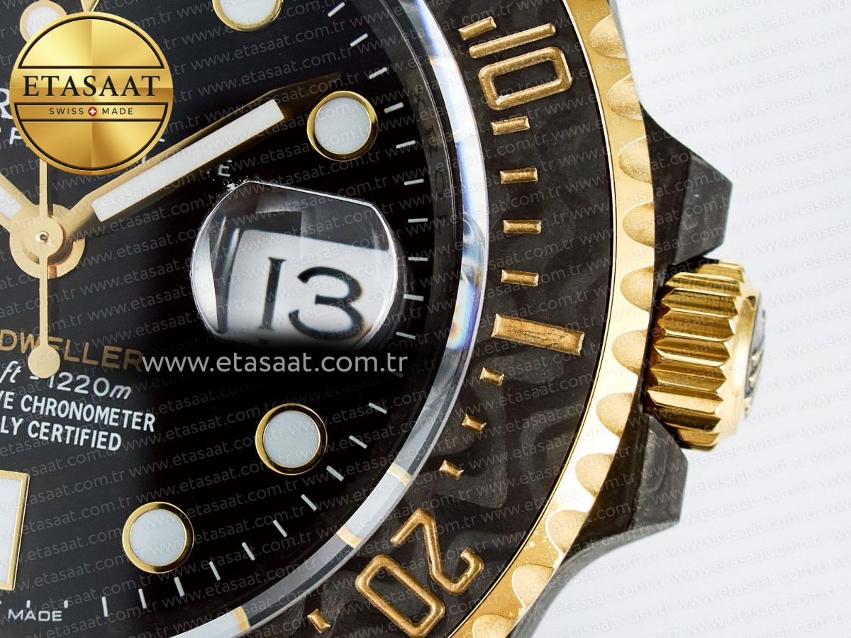 Rolex Sea Dweller 43mm Carbon Best Edition Black Dial Bezel on Black Nylon Strap A2824 - Görsel 12