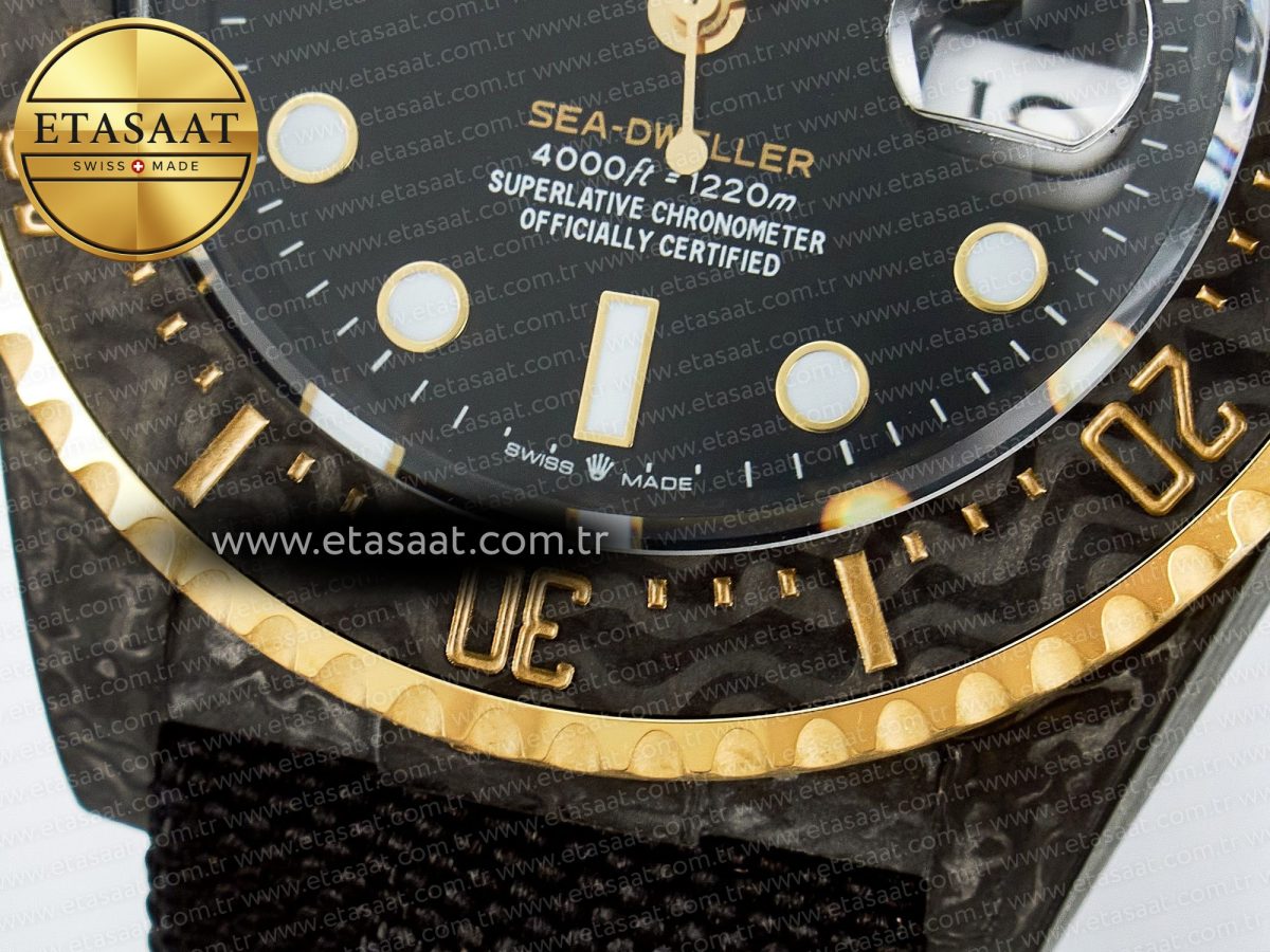 Rolex Sea Dweller 43mm Carbon Best Edition Black Dial Bezel on Black Nylon Strap A2824 - Görsel 13