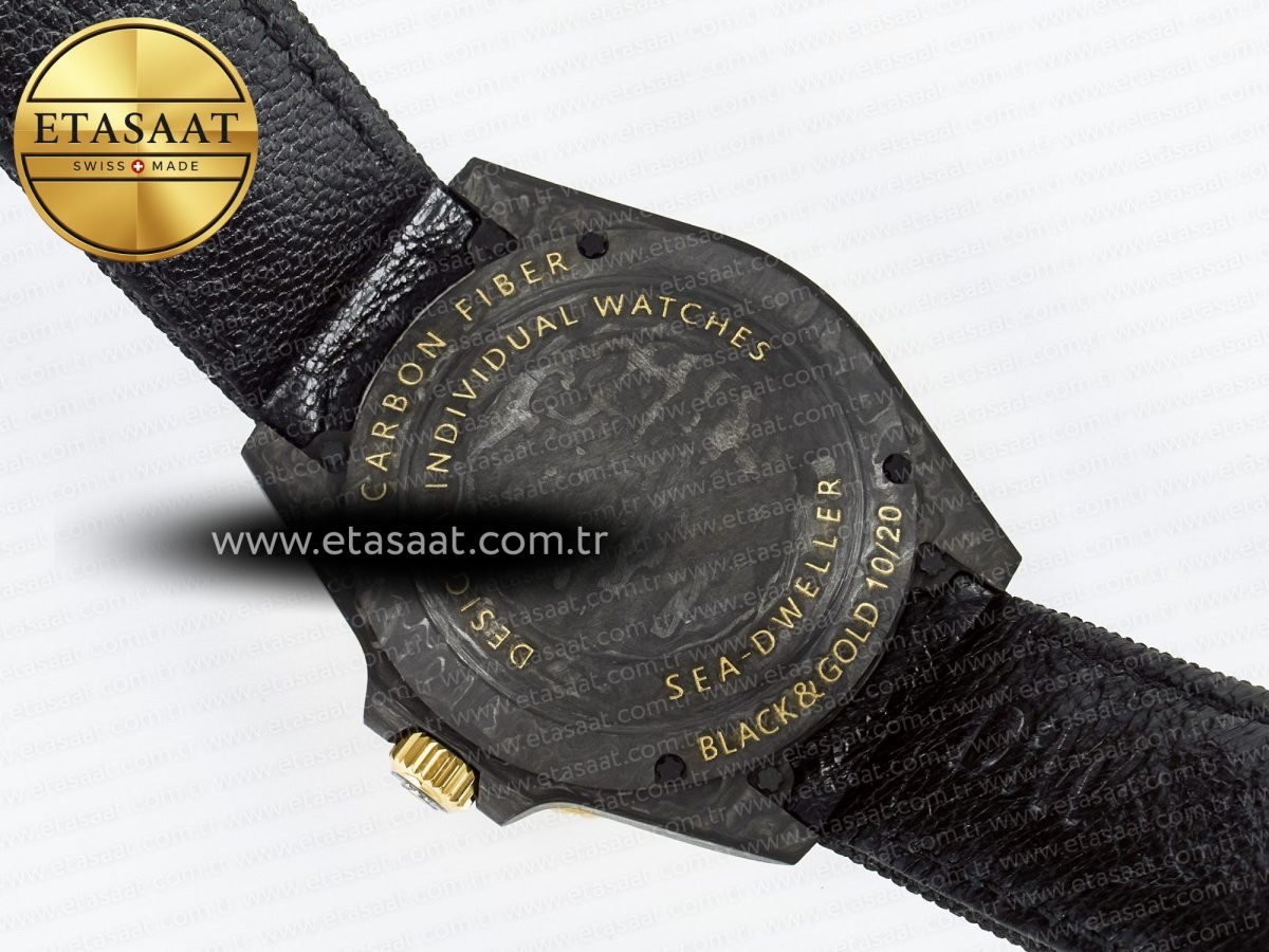 Rolex Sea Dweller 43mm Carbon Best Edition Black Dial Bezel on Black Nylon Strap A2824 - Görsel 17