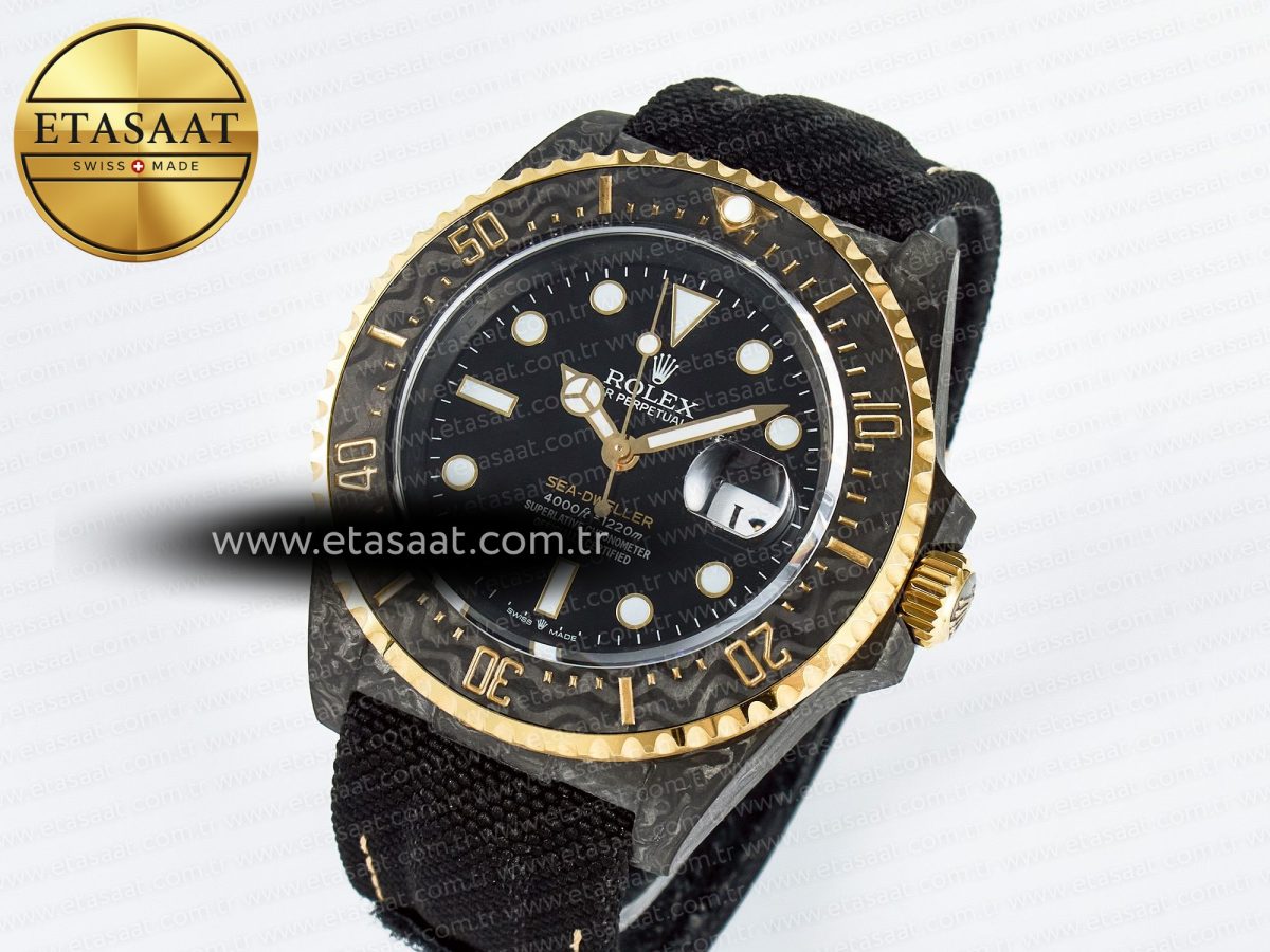 Rolex Sea Dweller 43mm Carbon Best Edition Black Dial Bezel on Black Nylon Strap A2824 - Görsel 2