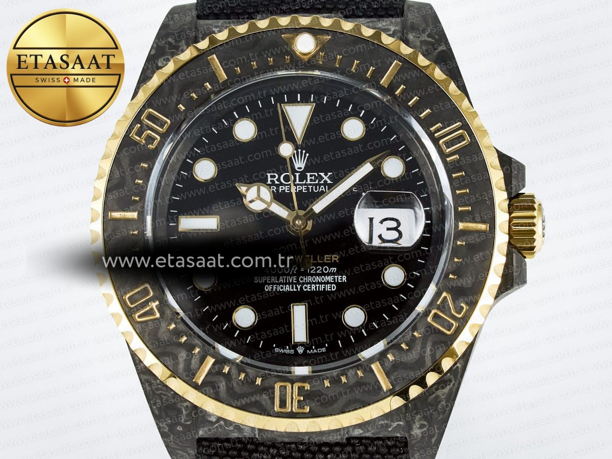 Rolex Sea Dweller 43mm Carbon Best Edition Black Dial Bezel on Black Nylon Strap A2824 - Görsel 4