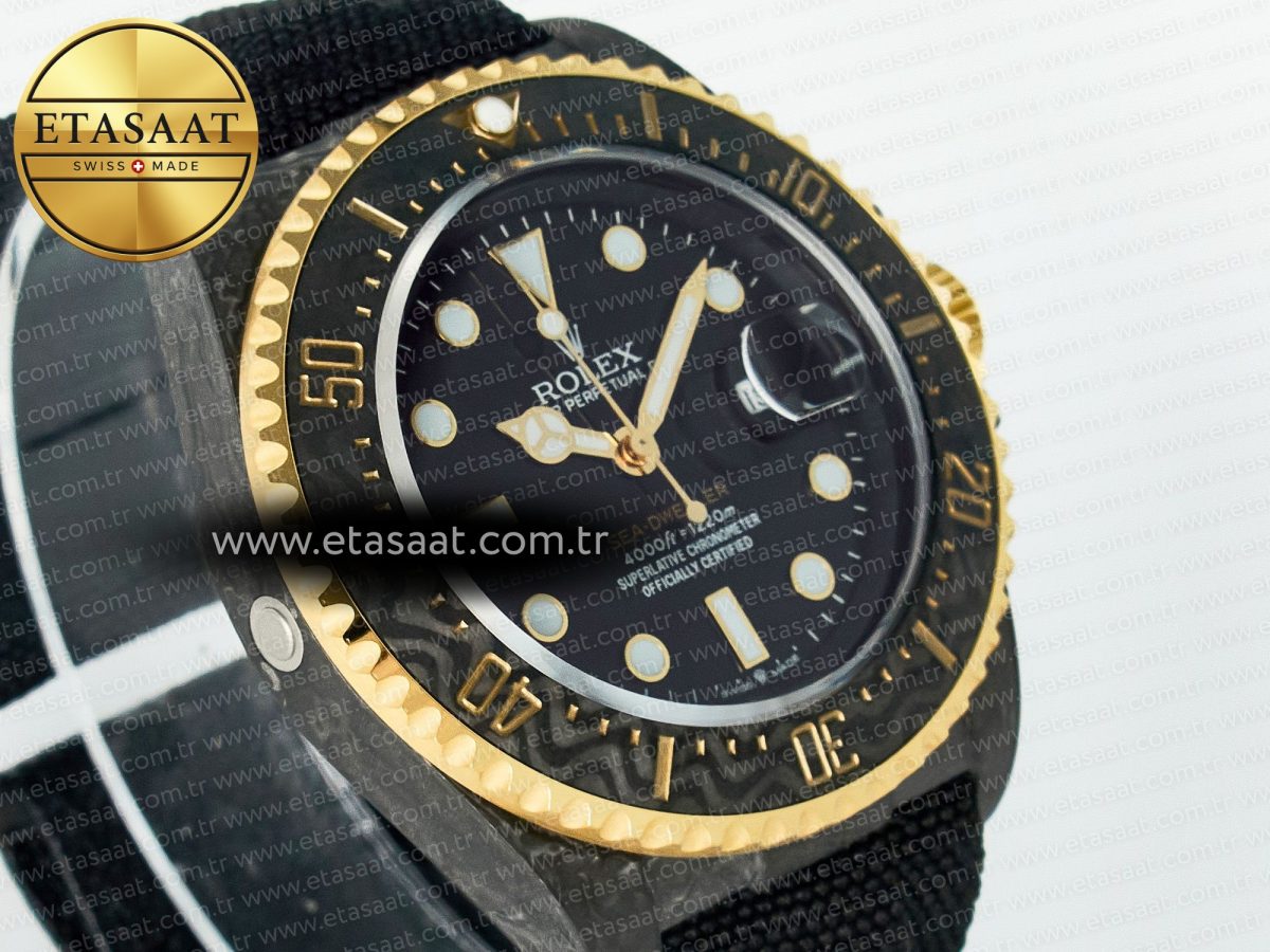 Rolex Sea Dweller 43mm Carbon Best Edition Black Dial Bezel on Black Nylon Strap A2824 - Görsel 5