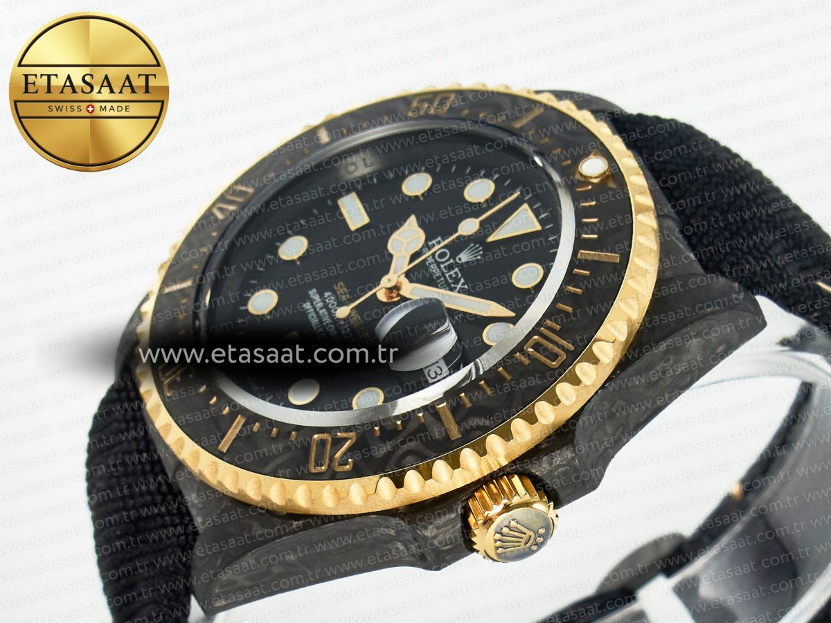 Rolex Sea Dweller 43mm Carbon Best Edition Black Dial Bezel on Black Nylon Strap A2824 - Görsel 6