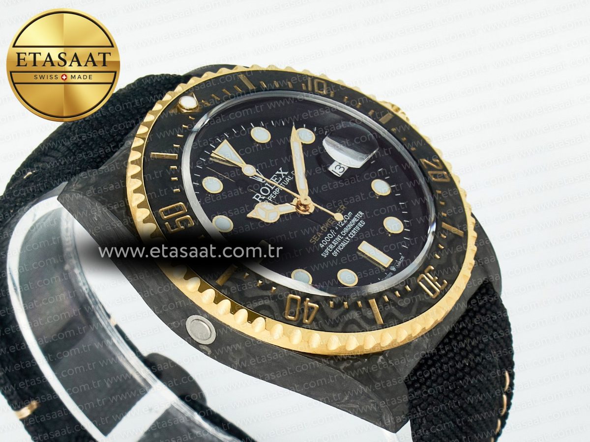 Rolex Sea Dweller 43mm Carbon Best Edition Black Dial Bezel on Black Nylon Strap A2824 - Görsel 7