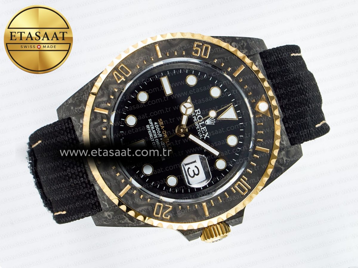 Rolex Sea Dweller 43mm Carbon Best Edition Black Dial Bezel on Black Nylon Strap A2824 - Görsel 8