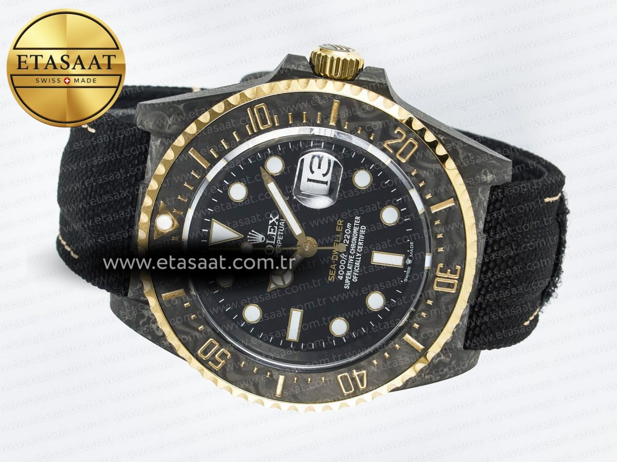 Rolex Sea Dweller 43mm Carbon Best Edition Black Dial Bezel on Black Nylon Strap A2824 - Görsel 9