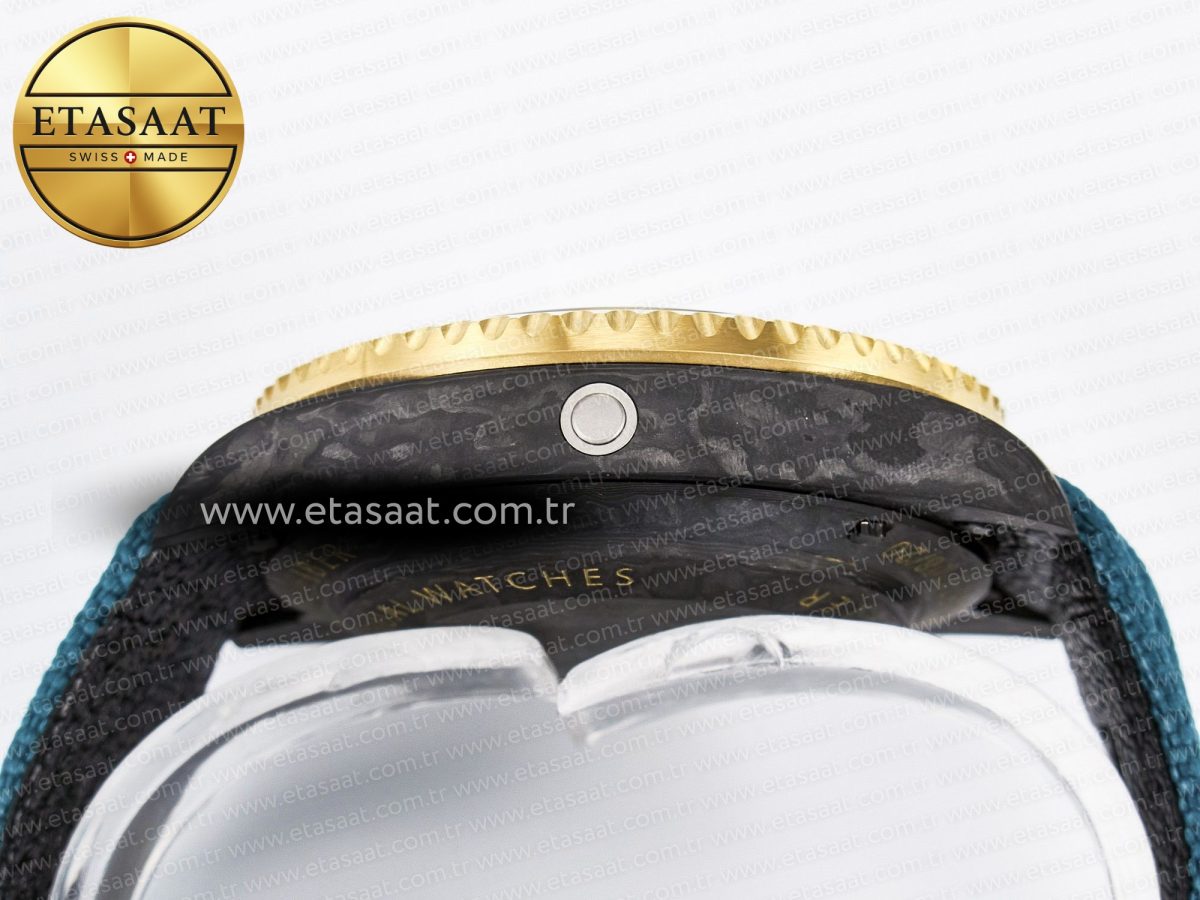 Rolex Sea Dweller 43mm Carbon Best Edition Black Dial YG Bezel on Blue Nylon Strap A2824 - Görsel 14