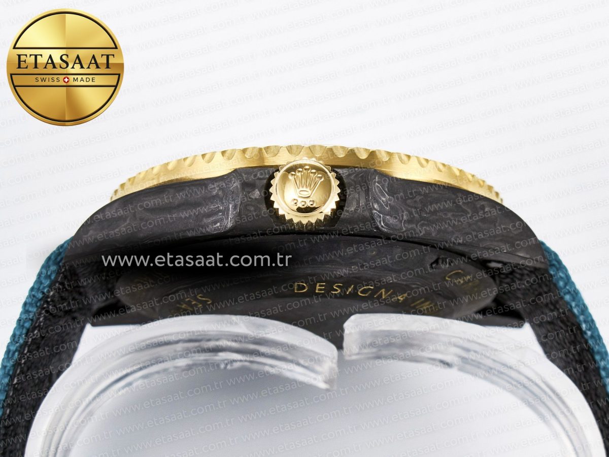 Rolex Sea Dweller 43mm Carbon Best Edition Black Dial YG Bezel on Blue Nylon Strap A2824 - Görsel 15