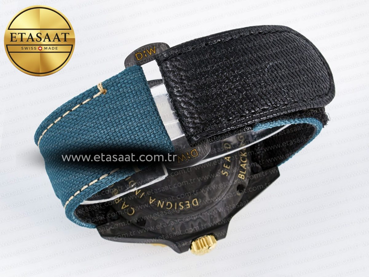 Rolex Sea Dweller 43mm Carbon Best Edition Black Dial YG Bezel on Blue Nylon Strap A2824 - Görsel 16