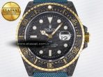 Rolex Sea Dweller 43mm Carbon Best Edition Black Dial YG Bezel on Blue Nylon Strap A2824 - Görsel 4