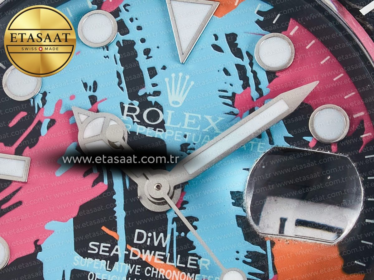 Rolex Sea Dweller 43mm Carbon Best Edition Graffiti Dial on Black Nylon Strap A2824 - Görsel 11