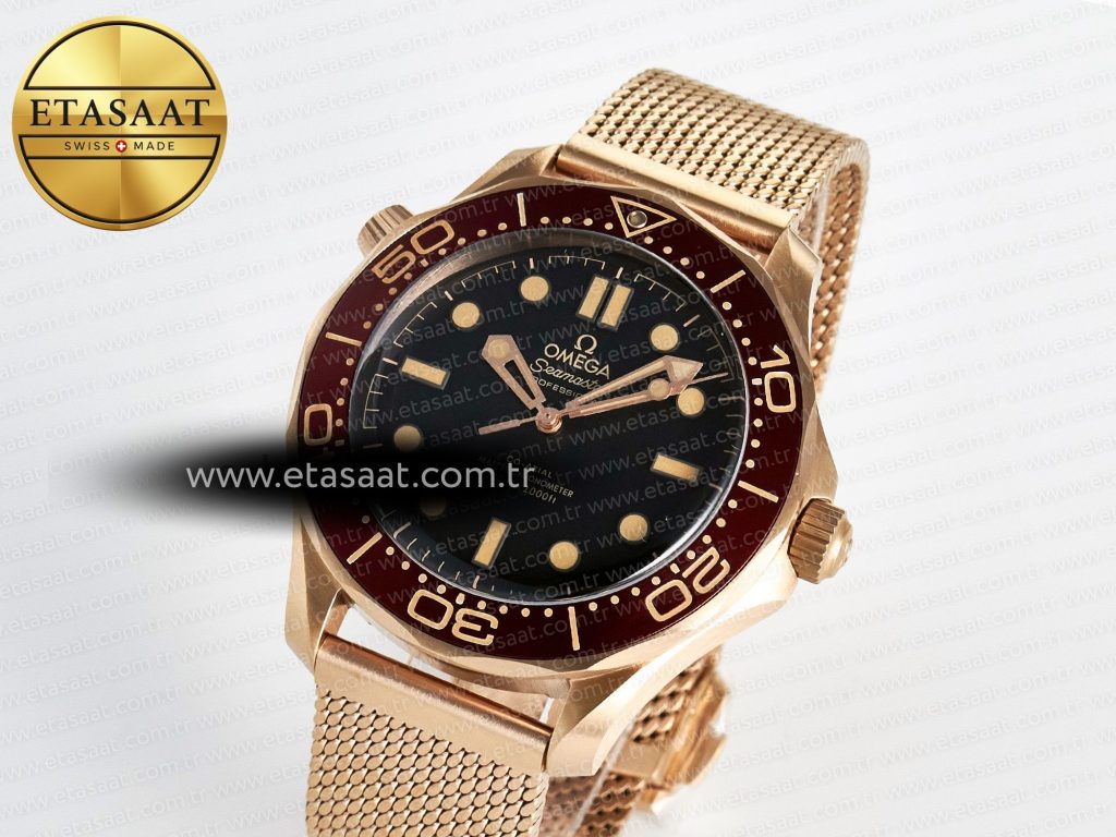 seamaster 300m diver rose gold vsf 11 best edition black dial on mesh bracelet a88061