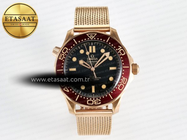 Omega Seamaster 300M Diver Pembe Altın Eta Saat - 1:1 Süper Klon Replika Saat