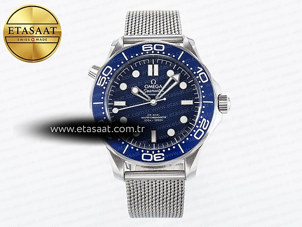 Omega Seamaster Diver 300M James Bond 007 60th A8806 Eta Saat - 1:1 Süper Klon Replika Saat