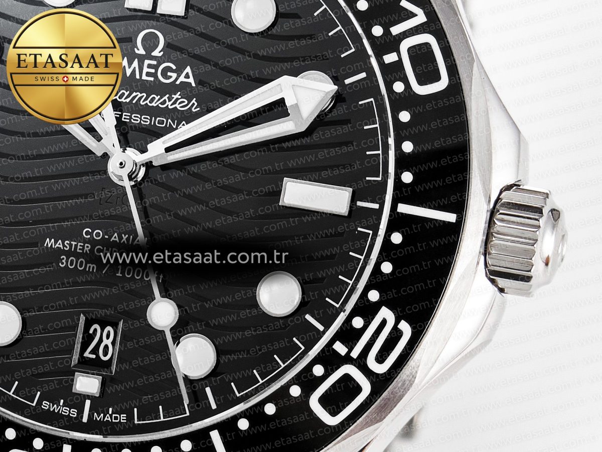 Omega Seamaster Diver 300M VSF 1:1 Best Edition Black Ceramic Black Dial on SS Bracelet A8800 V2 - Görsel 12