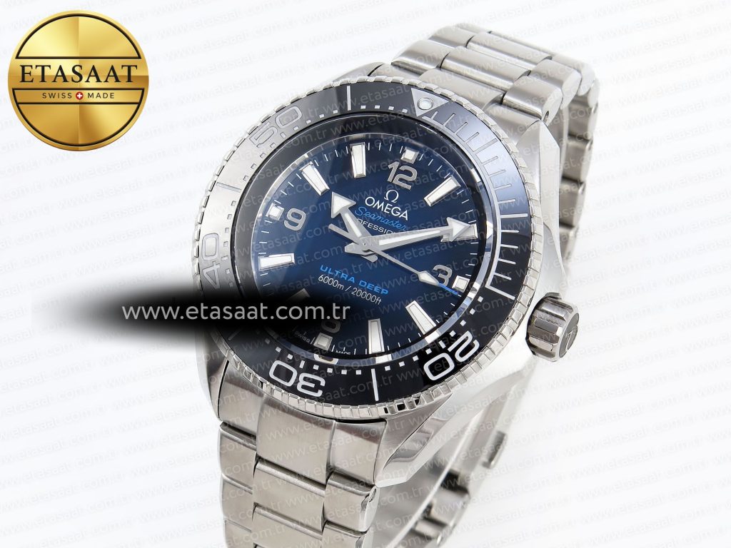 seamaster planet ocean 6000m ultra deep 45 5mm ss tf 11 best edition blue dial black bezel on ss bracelet a28241
