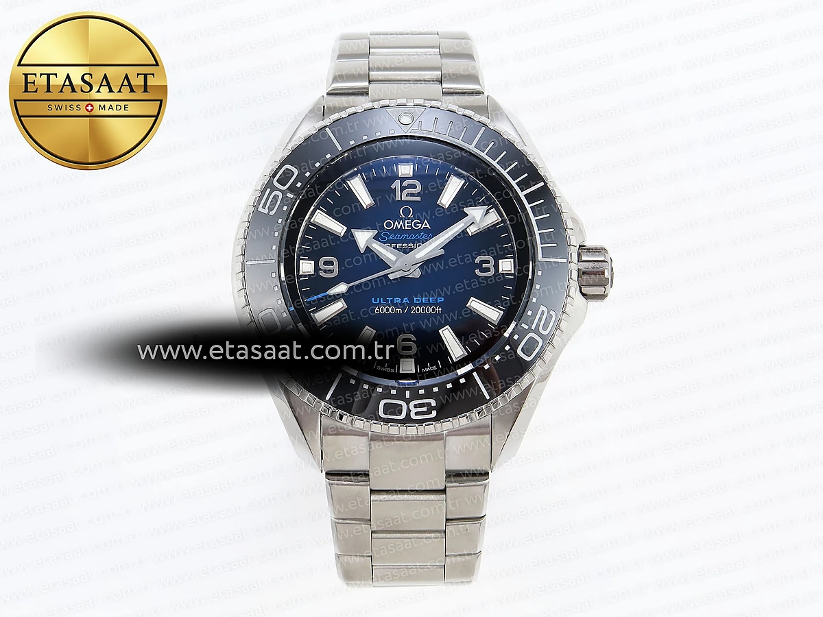 Omega Seamaster Mavi Kadran Siyah Bezel A2824 Eta Saat - 1:1 Süper Klon Replika Saat