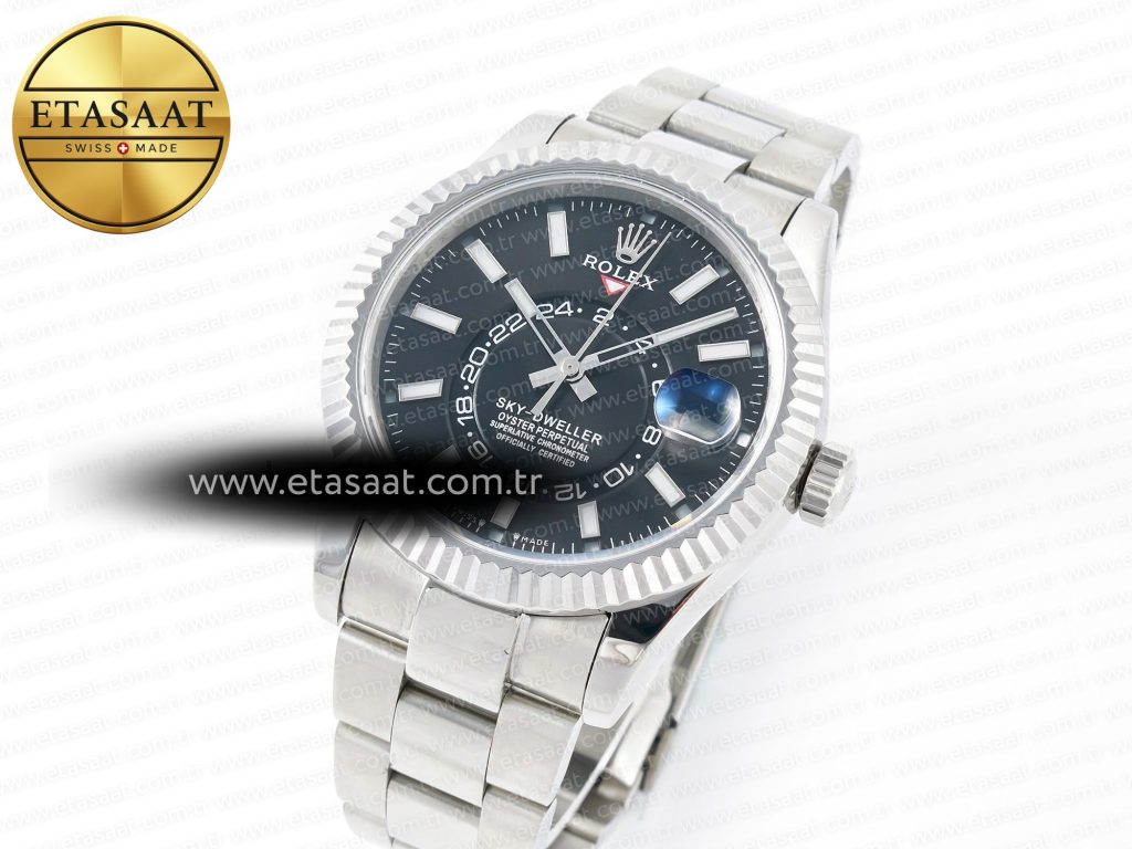 skydweller ss noob best edition black dial on ss jubilee bracelet a23j1