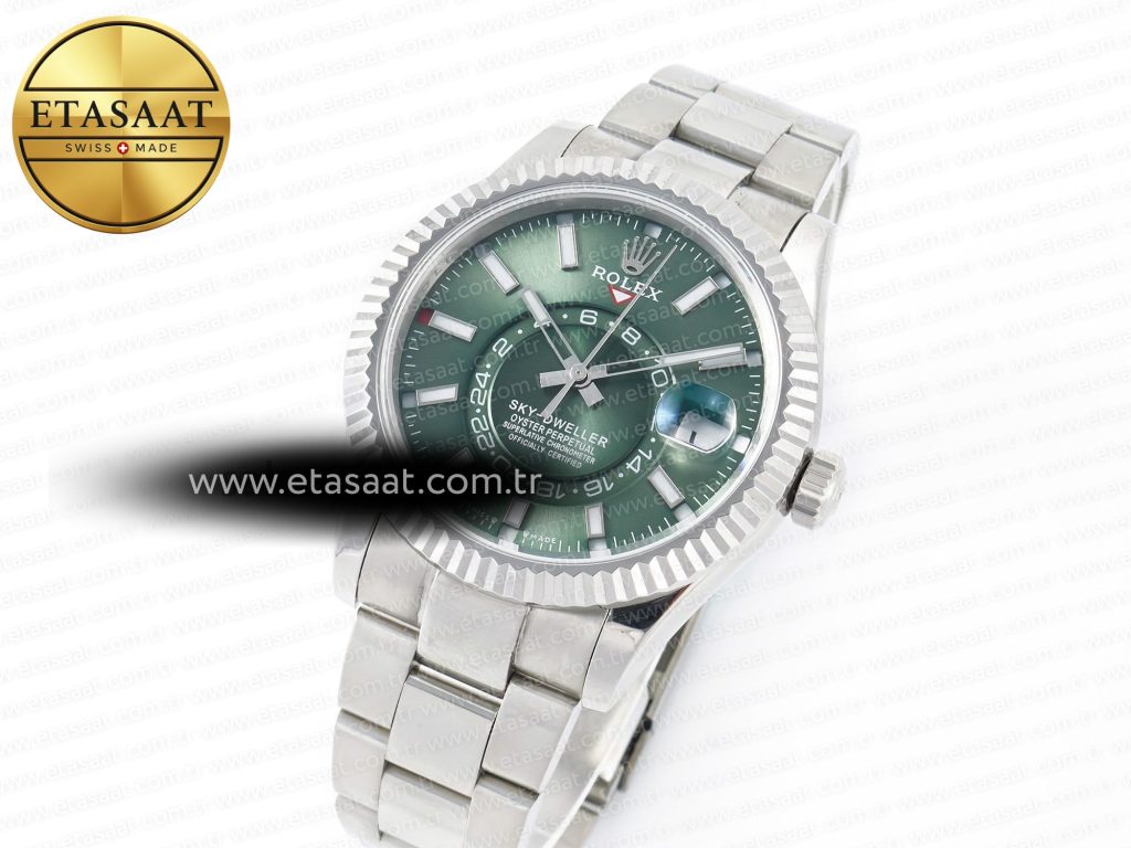 skydweller ss noob best edition green dial on ss jubilee bracelet a23j2