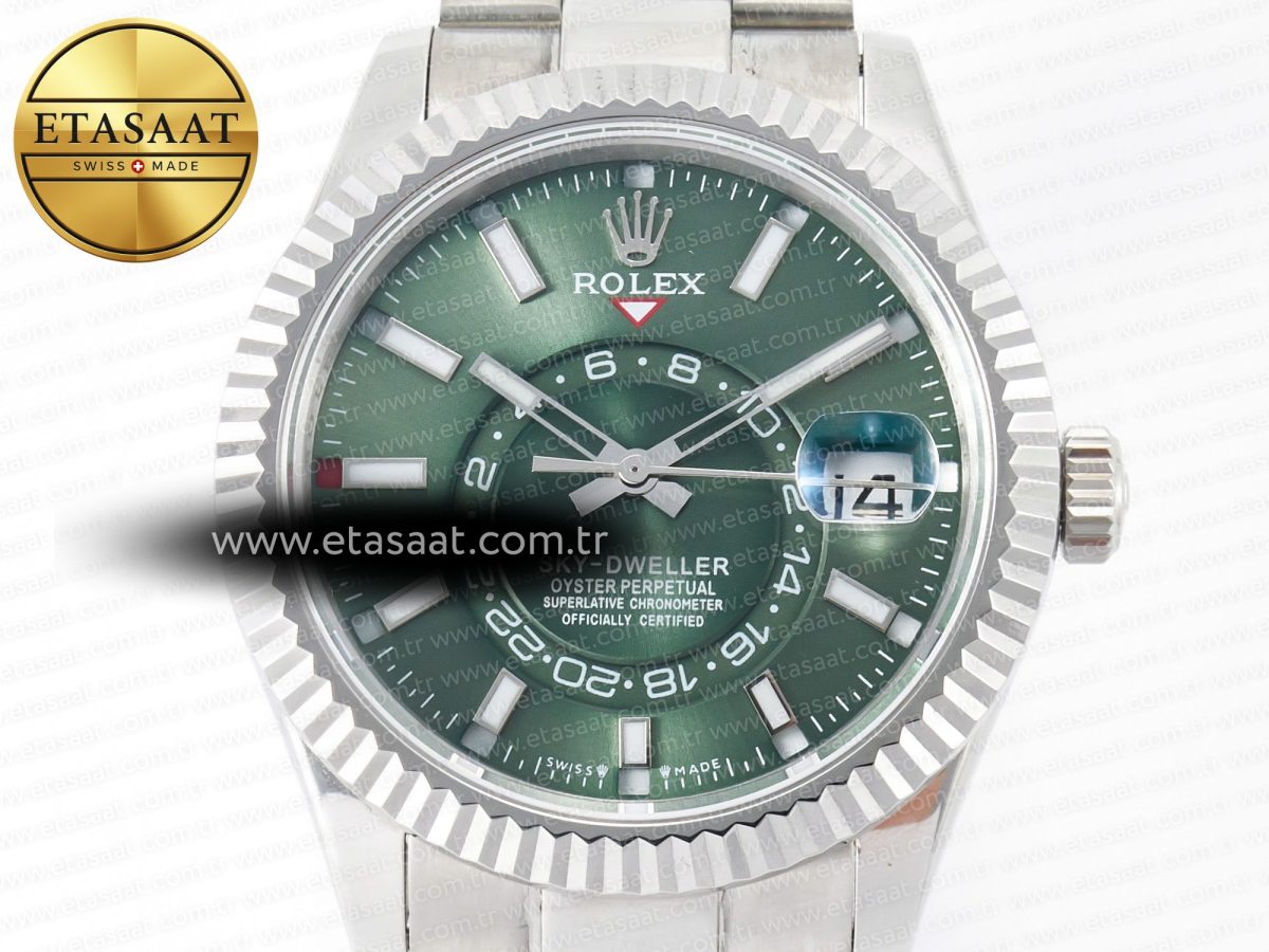 Rolex Skydweller SS Noob Best Edition Green Dial on SS Jubilee Bracelet A23J - Görsel 4