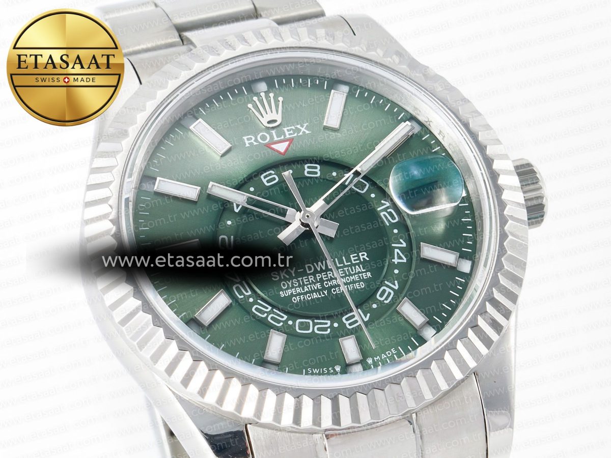 Rolex Skydweller SS Noob Best Edition Green Dial on SS Jubilee Bracelet A23J - Görsel 5