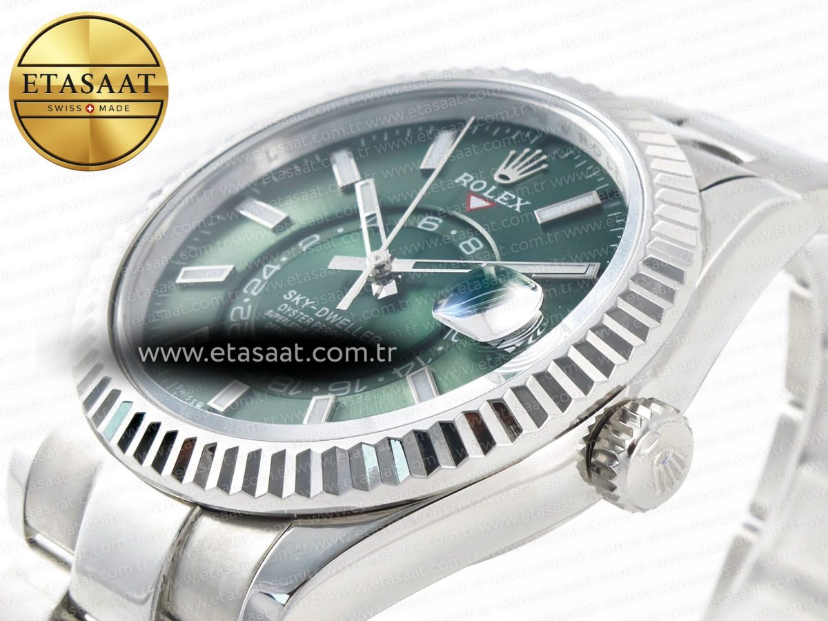 Rolex Skydweller SS Noob Best Edition Green Dial on SS Jubilee Bracelet A23J - Görsel 6