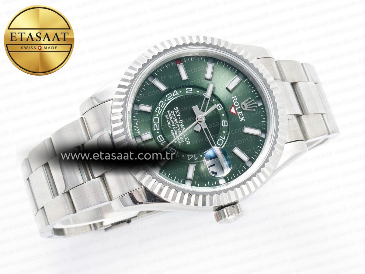 Rolex Skydweller SS Noob Best Edition Green Dial on SS Jubilee Bracelet A23J - Görsel 8