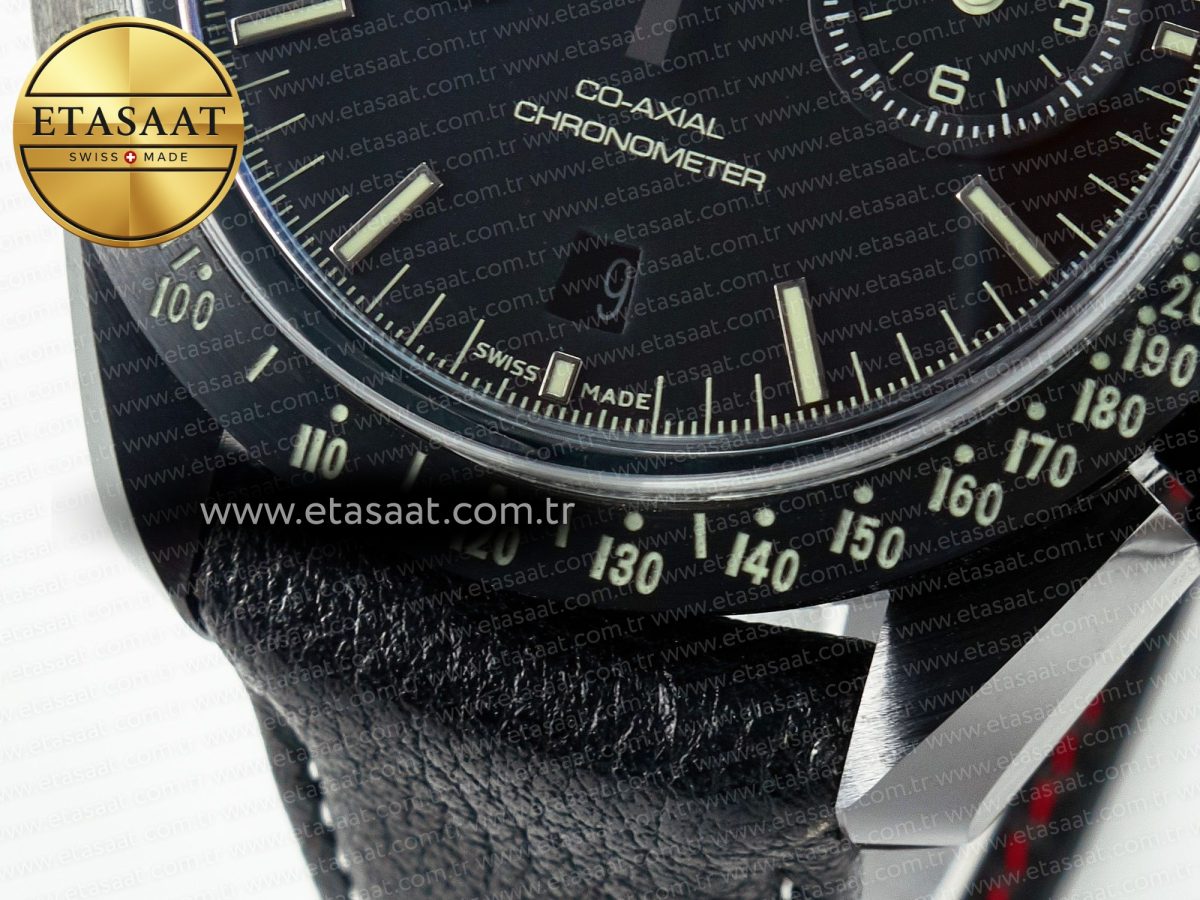 Omega Speedmaster “Dark Side of The Moon” Real Ceramic N1F 1:1 Best Edition on Leather Strap A9900 - Görsel 14