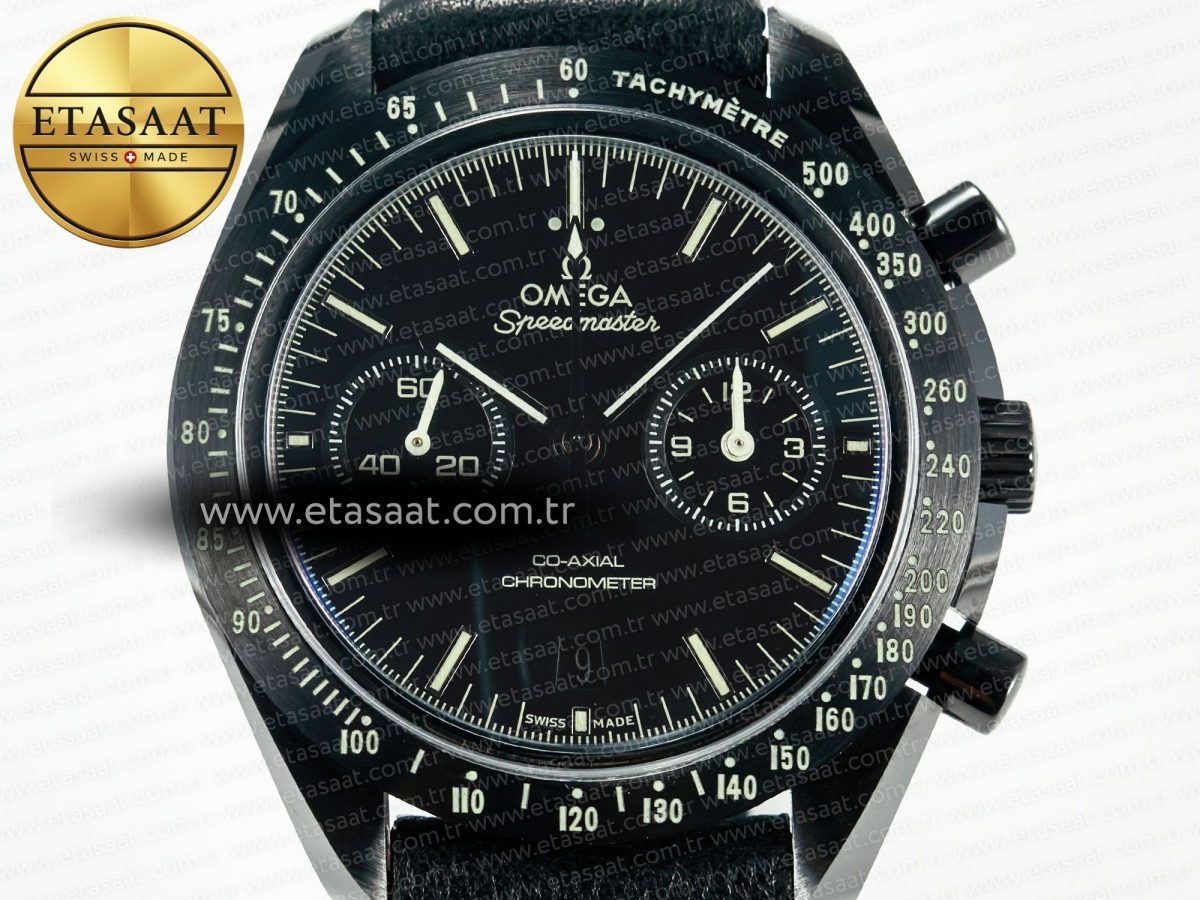 Omega Speedmaster “Dark Side of The Moon” Real Ceramic N1F 1:1 Best Edition on Leather Strap A9900 - Görsel 4