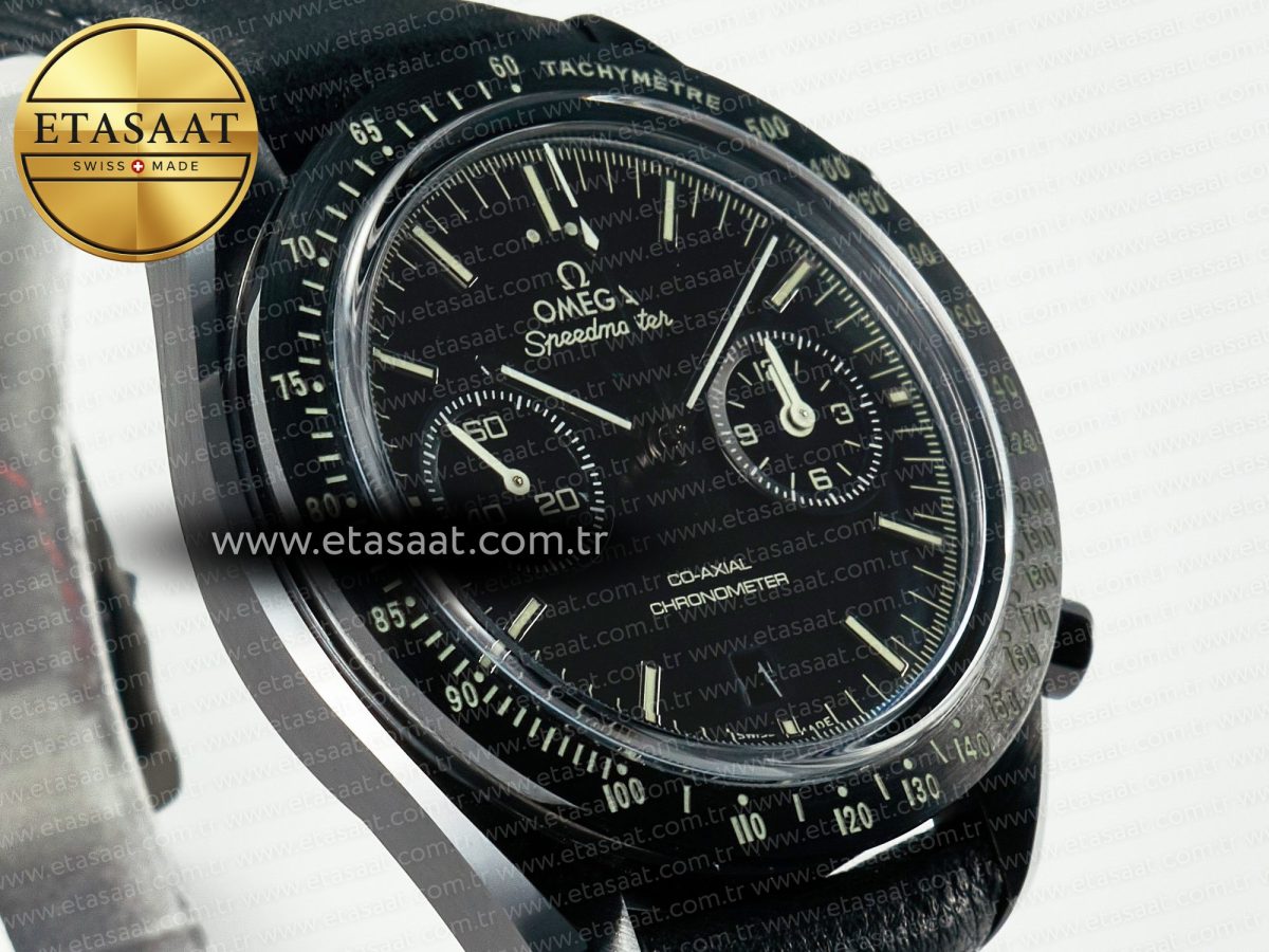 Omega Speedmaster “Dark Side of The Moon” Real Ceramic N1F 1:1 Best Edition on Leather Strap A9900 - Görsel 5