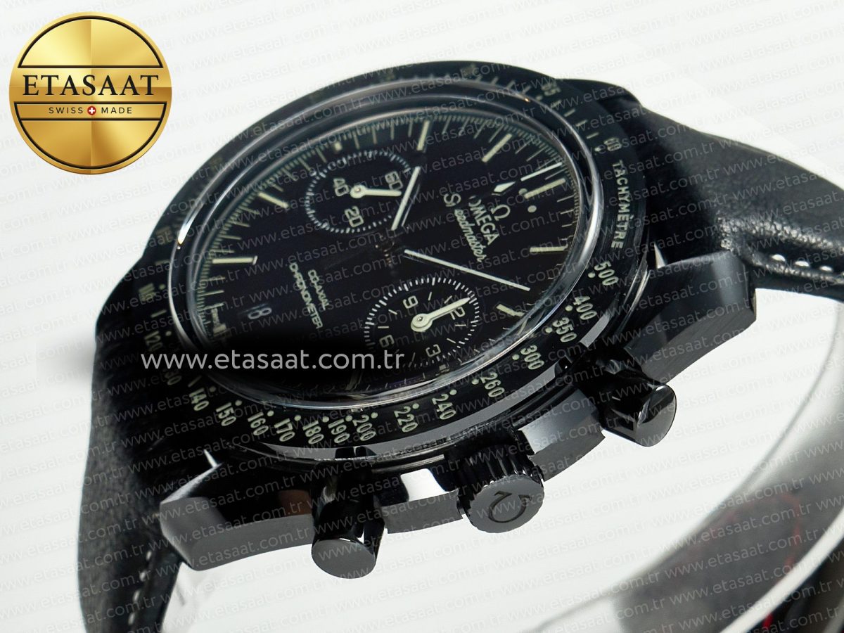 Omega Speedmaster “Dark Side of The Moon” Real Ceramic N1F 1:1 Best Edition on Leather Strap A9900 - Görsel 6