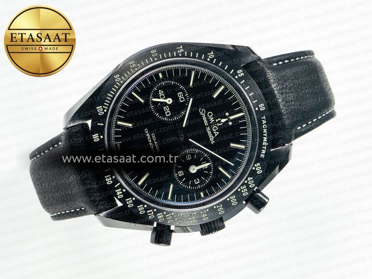 Omega Speedmaster “Dark Side of The Moon” Real Ceramic N1F 1:1 Best Edition on Leather Strap A9900 - Görsel 8