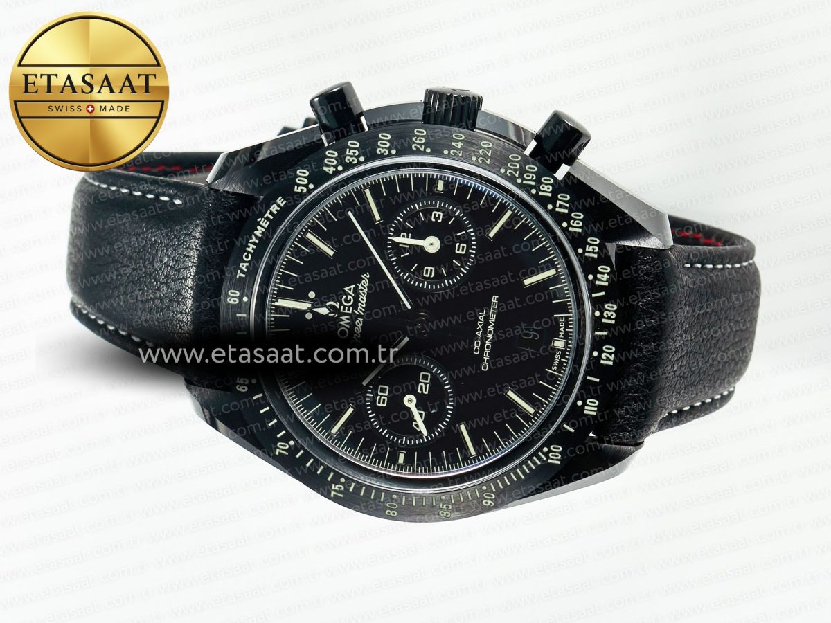 Omega Speedmaster “Dark Side of The Moon” Real Ceramic N1F 1:1 Best Edition on Leather Strap A9900 - Görsel 9