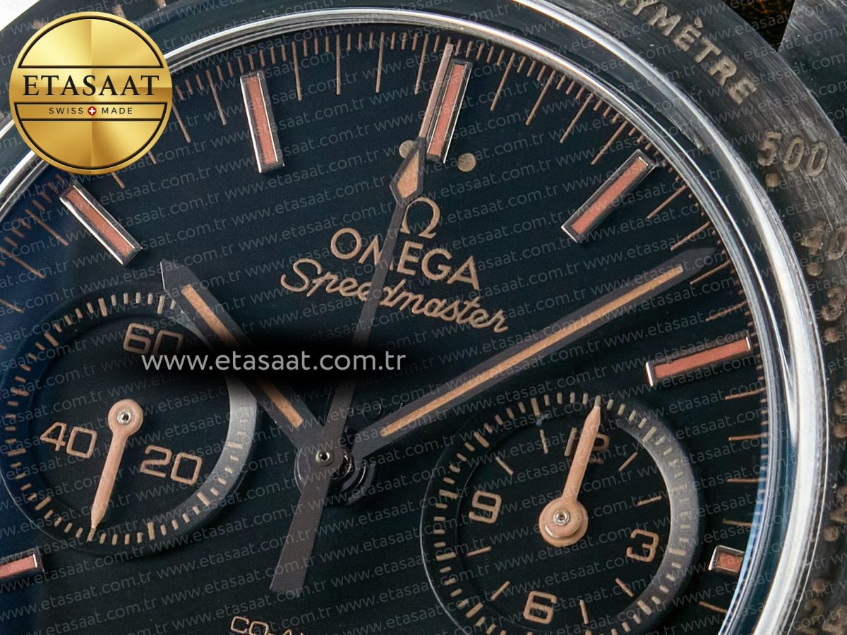 Omega Speedmaster “Dark Side of The Moon” Real Ceramic N1F 1:1 Best Edition Vintage Black on Brown Leather Strap A9300 - Görsel 11
