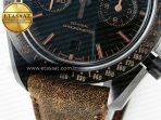 Omega Speedmaster “Dark Side of The Moon” Real Ceramic N1F 1:1 Best Edition Vintage Black on Brown Leather Strap A9300 - Görsel 14