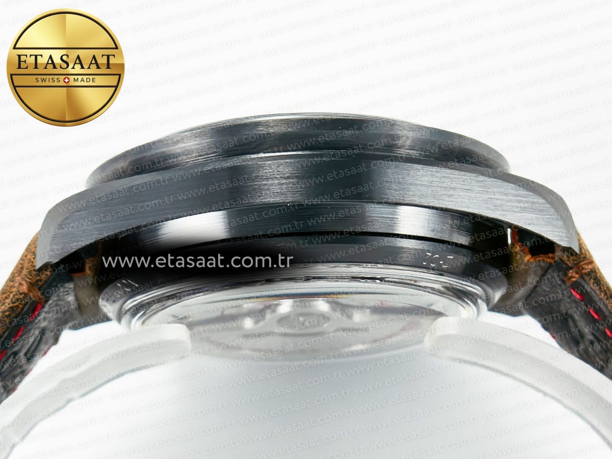 Omega Speedmaster “Dark Side of The Moon” Real Ceramic N1F 1:1 Best Edition Vintage Black on Brown Leather Strap A9300 - Görsel 15