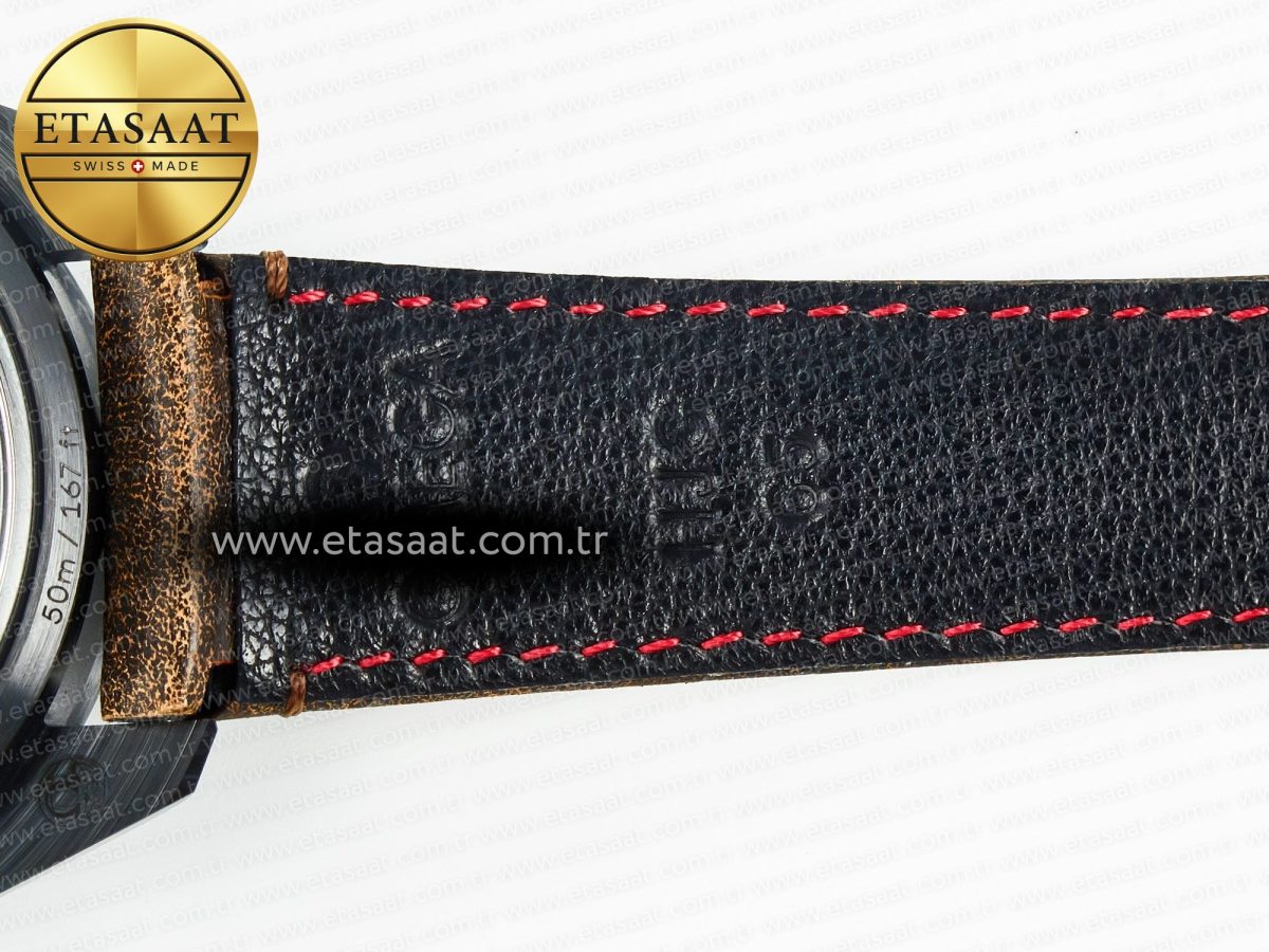 Omega Speedmaster “Dark Side of The Moon” Real Ceramic N1F 1:1 Best Edition Vintage Black on Brown Leather Strap A9300 - Görsel 25