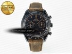 Omega Speedmaster “Dark Side of The Moon” Real Ceramic N1F 1:1 Best Edition Vintage Black on Brown Leather Strap A9300 - Görsel 3