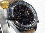 Omega Speedmaster “Dark Side of The Moon” Real Ceramic N1F 1:1 Best Edition Vintage Black on Brown Leather Strap A9300 - Görsel 5