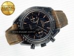 Omega Speedmaster “Dark Side of The Moon” Real Ceramic N1F 1:1 Best Edition Vintage Black on Brown Leather Strap A9300 - Görsel 8