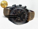Omega Speedmaster “Dark Side of The Moon” Real Ceramic N1F 1:1 Best Edition Vintage Black on Brown Leather Strap A9300 - Görsel 9