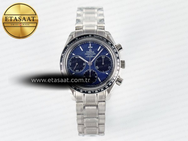 Omega Speedmaster Racing Master SS Mavi/Siyah Kadran A7750 Eta Saat - 1:1 Süper Klon Replika Saat