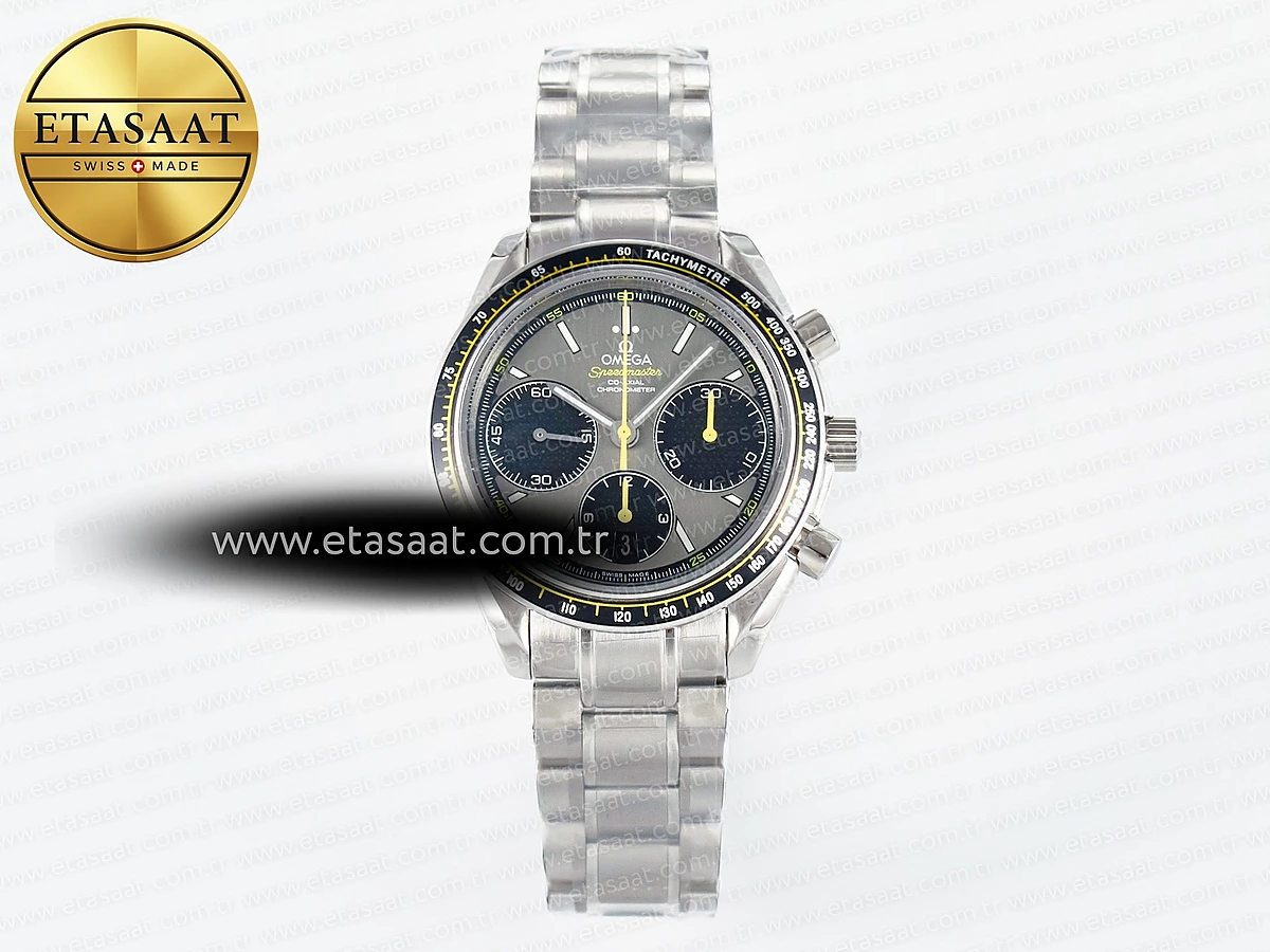 Omega Speedmaster Racing Master Gri/Siyah Kadran A7750 Eta Saat - 1:1 Süper Klon Replika Saat