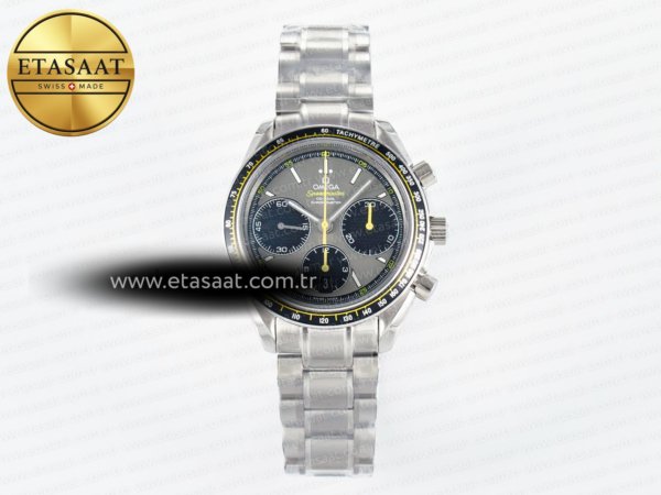 Omega Speedmaster Racing Master Gri/Siyah Kadran A7750 Eta Saat - 1:1 Süper Klon Replika Saat