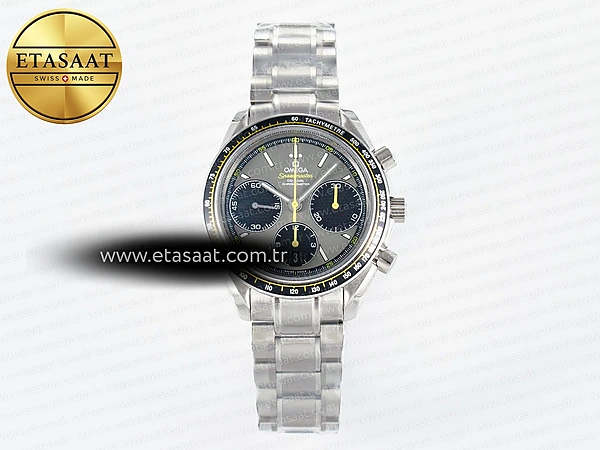 Omega Speedmaster Racing Master Gri/Siyah Kadran A7750 Eta Saat - 1:1 Süper Klon Replika Saat