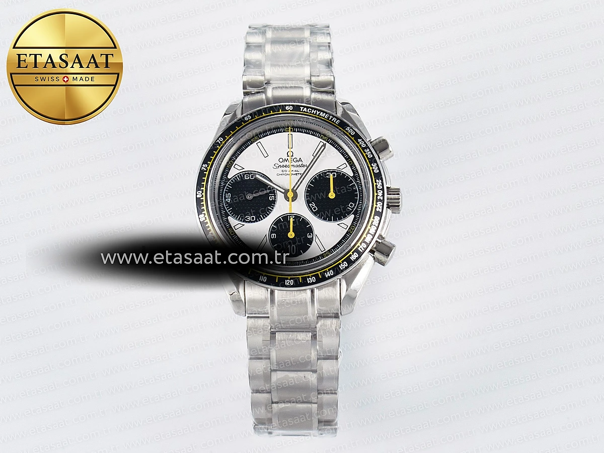 Omega Speedmaster Racing Master Beyaz/Siyah Kadran A7750 Eta Saat - 1:1 Süper Klon Replika Saat