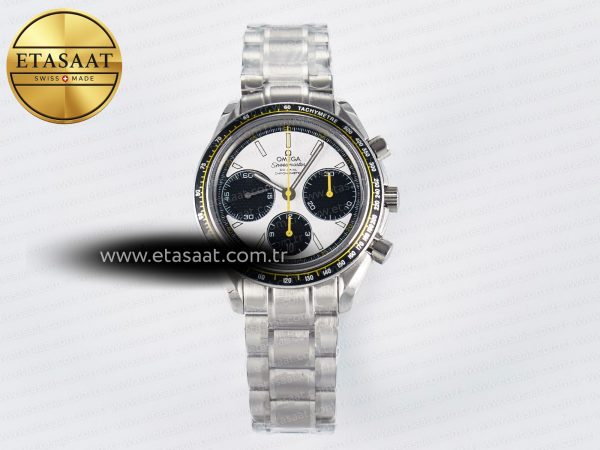 Omega Speedmaster Racing Master Beyaz/Siyah Kadran A7750 Eta Saat - Görsel 3 - 1:1 Süper Klon Saat